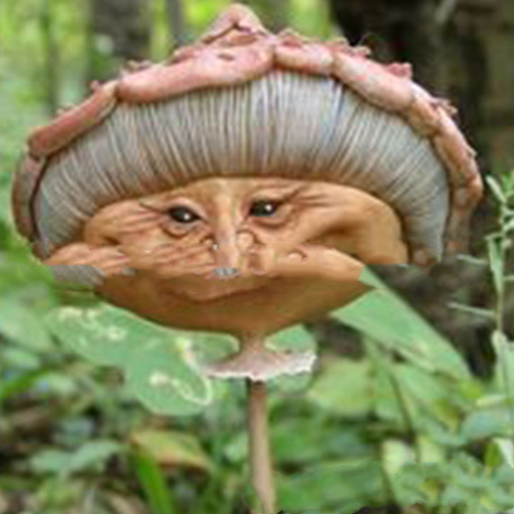 Miniature Happy Mushroom Resin Human Face Funny Mushroom Resin